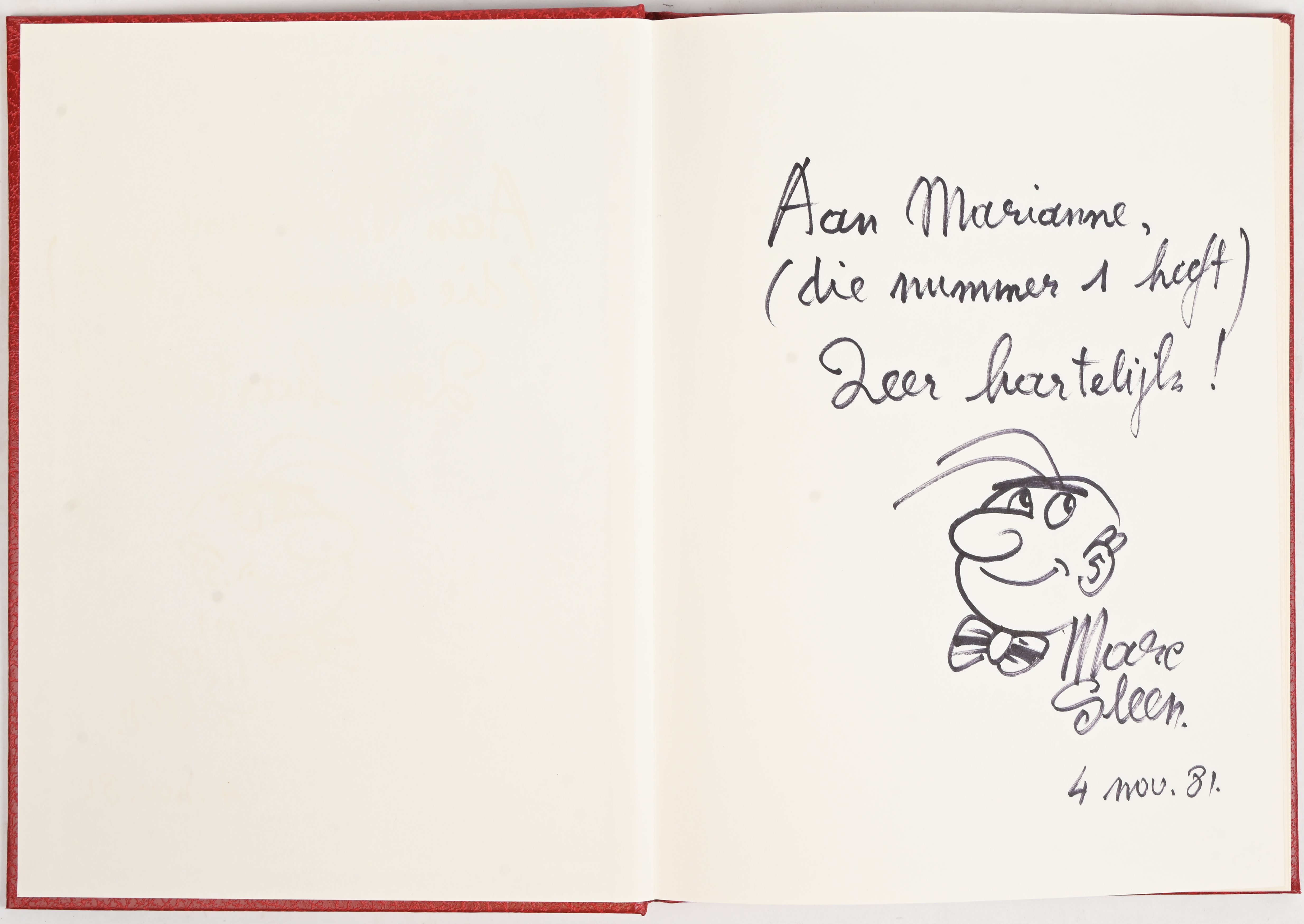 “Nero in Afrika”. Ed. Standaard. HC, rood imitatieleder. Genummerd 1/1500. Opdracht met handtekening d.d. 4/11/81 en tekening. Zeer goede staat “Nero in Afrika”. Ed. Standaard. HC, rood imitatieleder. Genummerd 1/1500. Opdracht met handtekening d.d. 4/11/81 en tekening. Zeer goede staat.