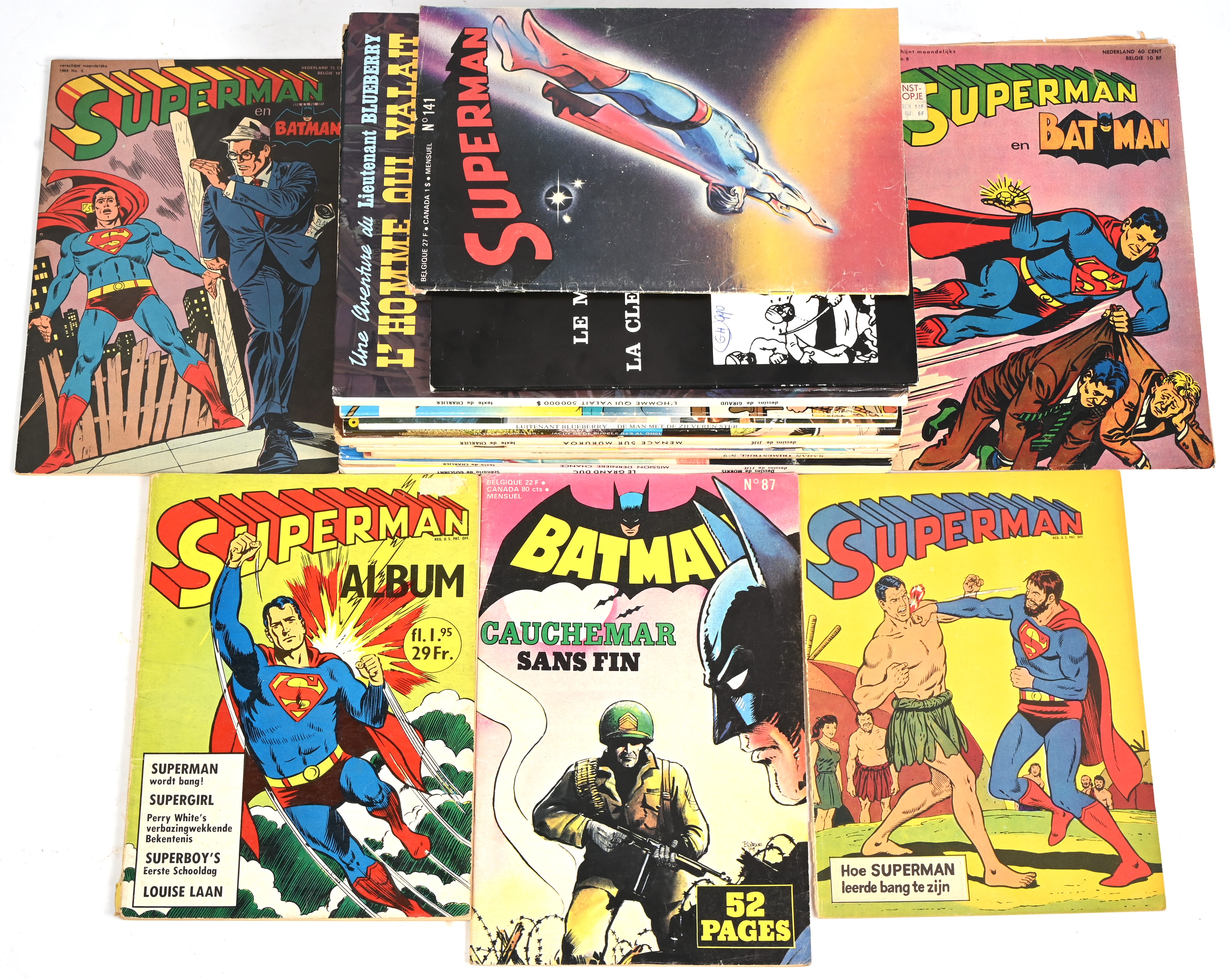 Een lot van 18 albums, Dargaud, Lombard, Helmont, Dupuis, een aantal Amerikaanse comics e.a. Wisselende staat, meestal met balpen genummerd Een lot van 18 albums, Dargaud, Lombard, Helmont, Dupuis, een aantal Amerikaanse comics e.a. Wisselende staat, meestal met balpen genummerd.