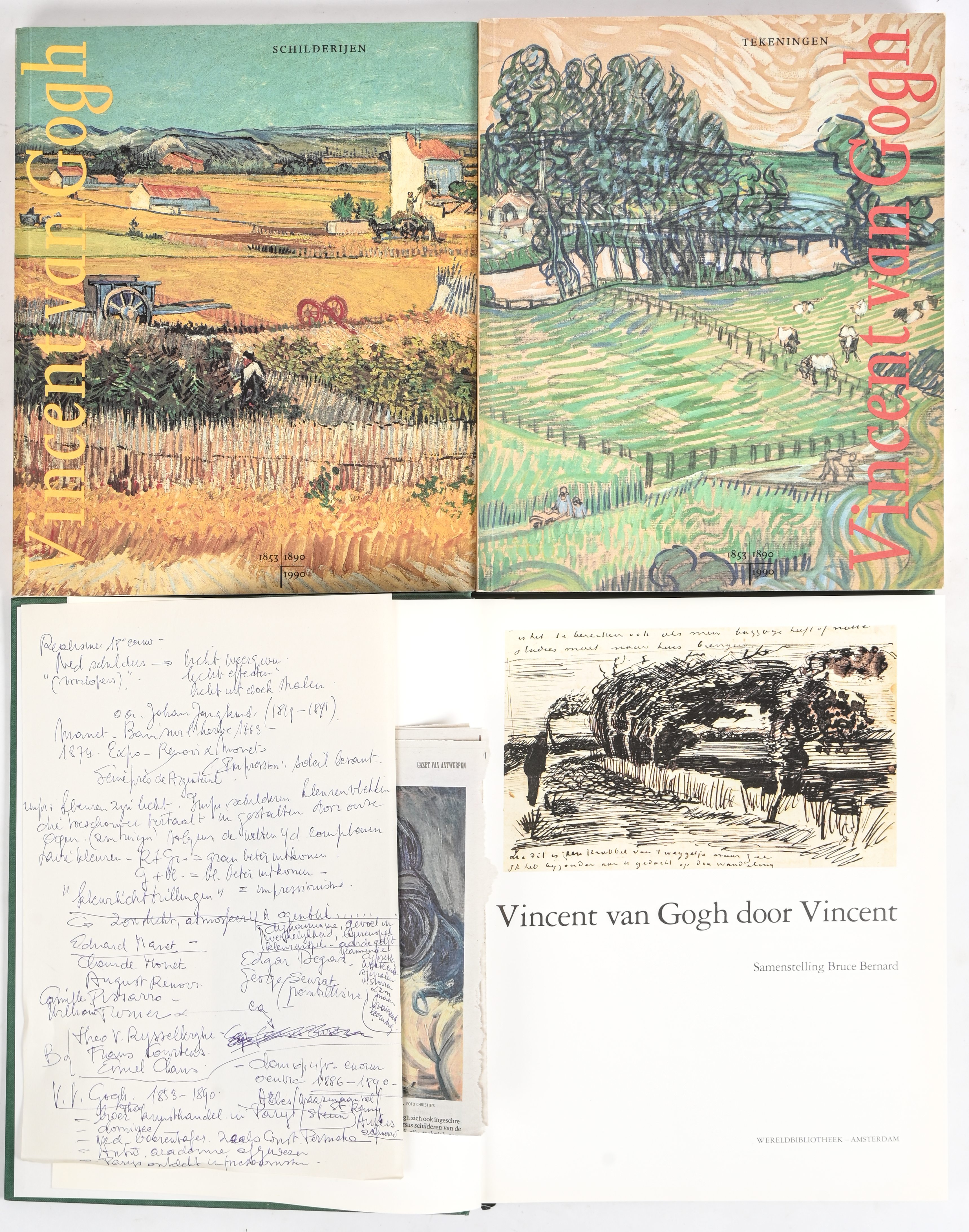 Drie boeken. Bruce Bernard. “Vincent van Gogh door Vincent”. Ed. Wereldbibliotheek. Evert van Uitert e.a. “Vincent van Gogh, schilderijen” en Johannes van der Wolk e.a. “Vincent van Gogh, tekeningen”. Ed. De Luca 1990 Drie boeken. Bruce Bernard. “Vincent van Gogh door Vincent”. Ed. Wereldbibliotheek. Evert van Uitert e.a. “Vincent van Gogh, schilderijen” en Johannes van der Wolk e.a. “Vincent van Gogh, tekeningen”. Ed. De Luca 1990.