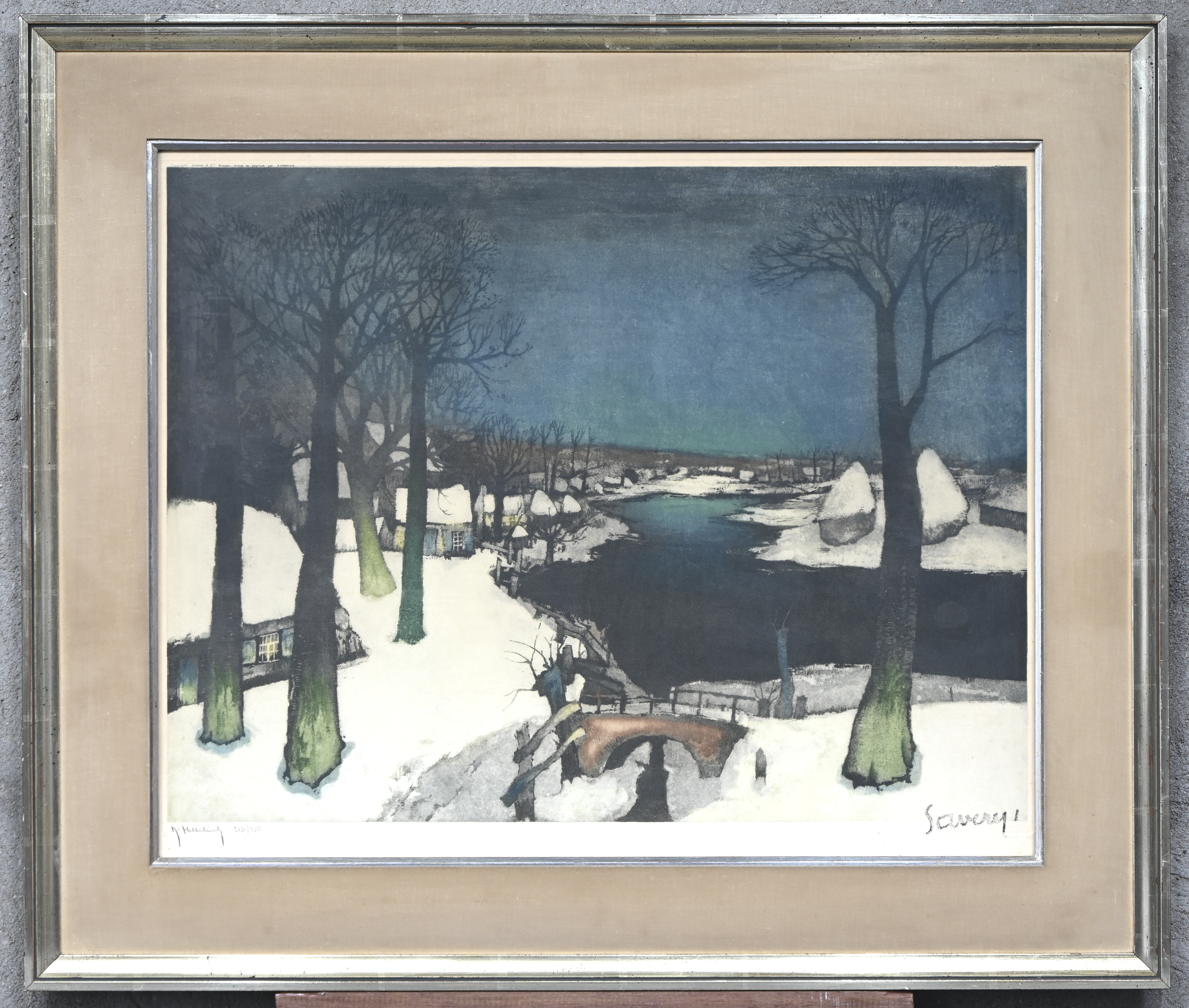 R. Hebbelinck, Winters Leiezicht, kleurenets naar A R. Hebbelinck, Winters Leiezicht, kleurenets naar A. Saverys