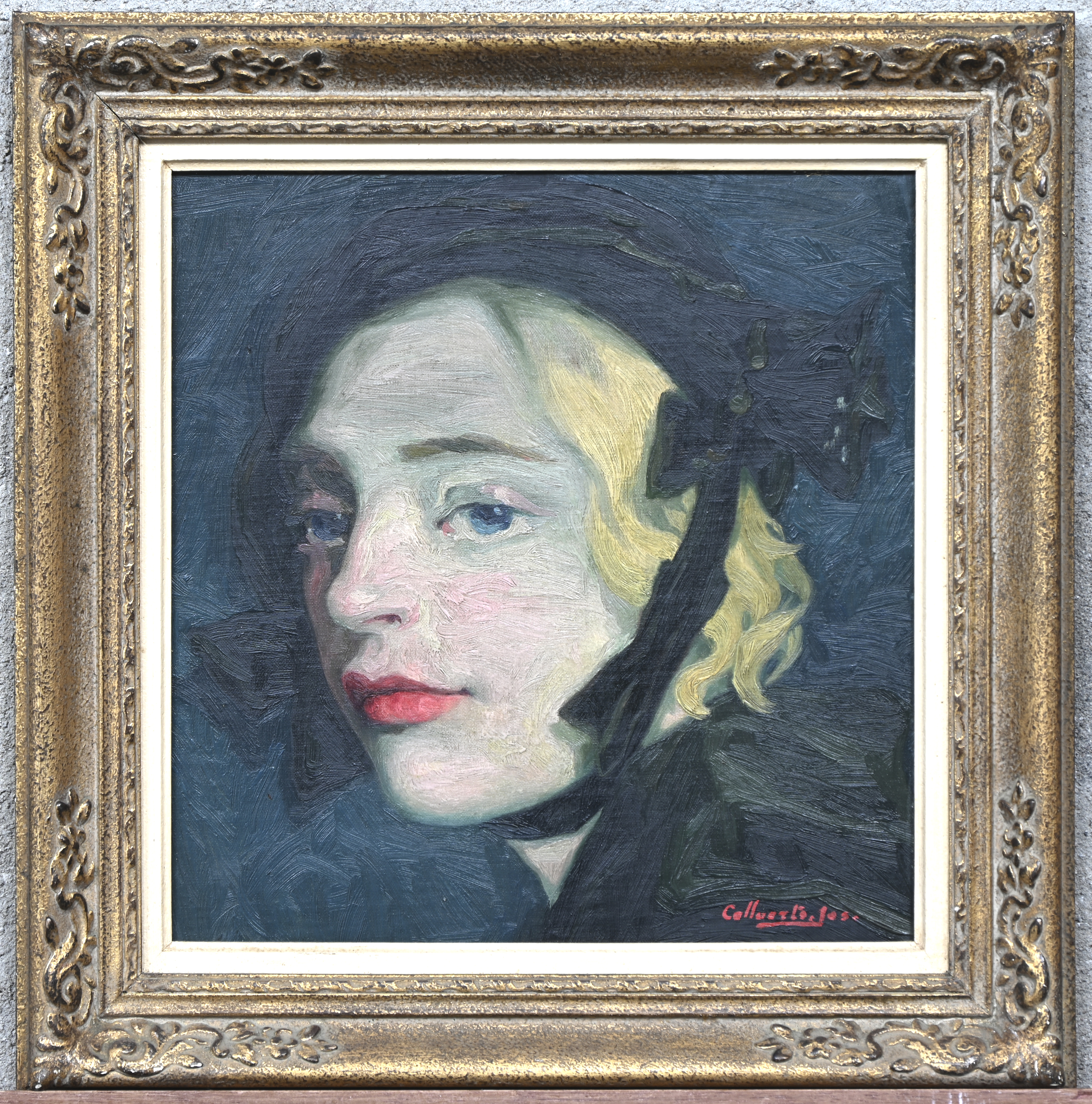 Een impressionistisch vrouwenportret, olieverf op paneel. Gesigneerd Een impressionistisch vrouwenportret, olieverf op paneel. Gesigneerd.