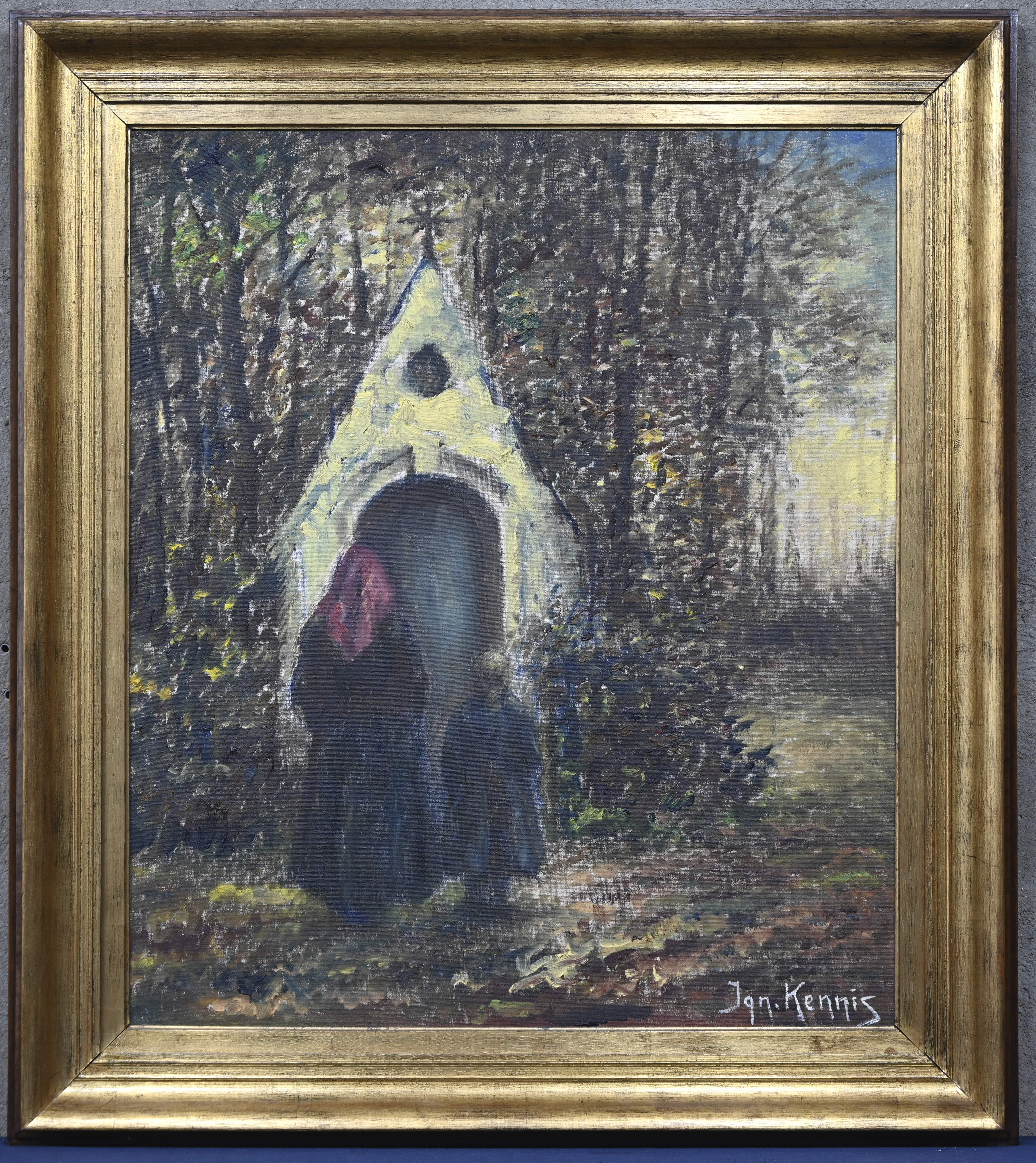 ‘De Boskapel’, een olieverfschilderij op doek. Gesigneerd ‘Ign. Kennis’ ‘De Boskapel’, een olieverfschilderij op doek. Gesigneerd ‘Ign. Kennis’.