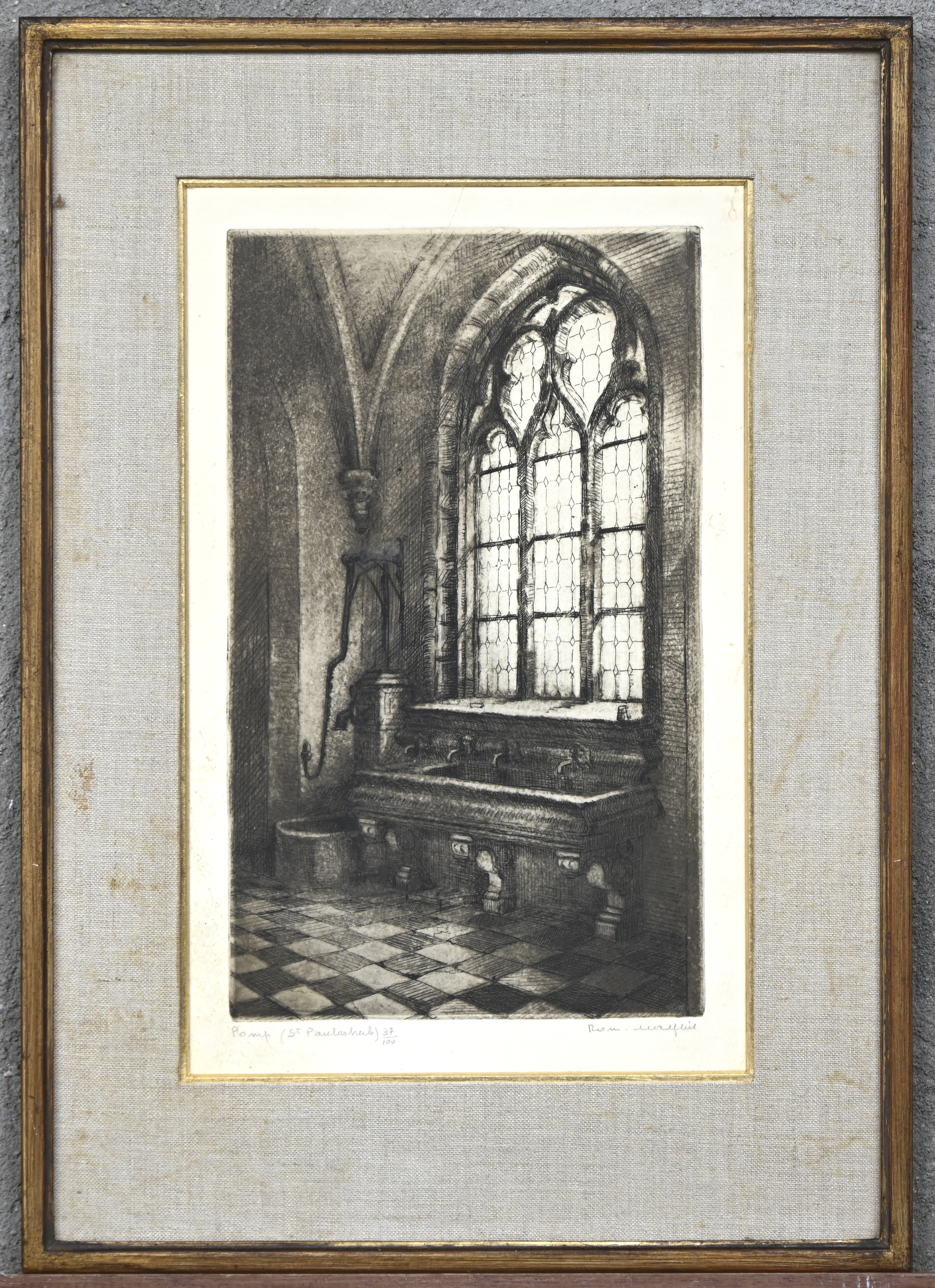 ‘Pomp, St. Pauluskerk’, een monochrome ets. Gesigneerd, nr. 37 uit een oplage van 100 exemplaren ‘Pomp, St. Pauluskerk’, een monochrome ets. Gesigneerd, nr. 37 uit een oplage van 100 exemplaren.