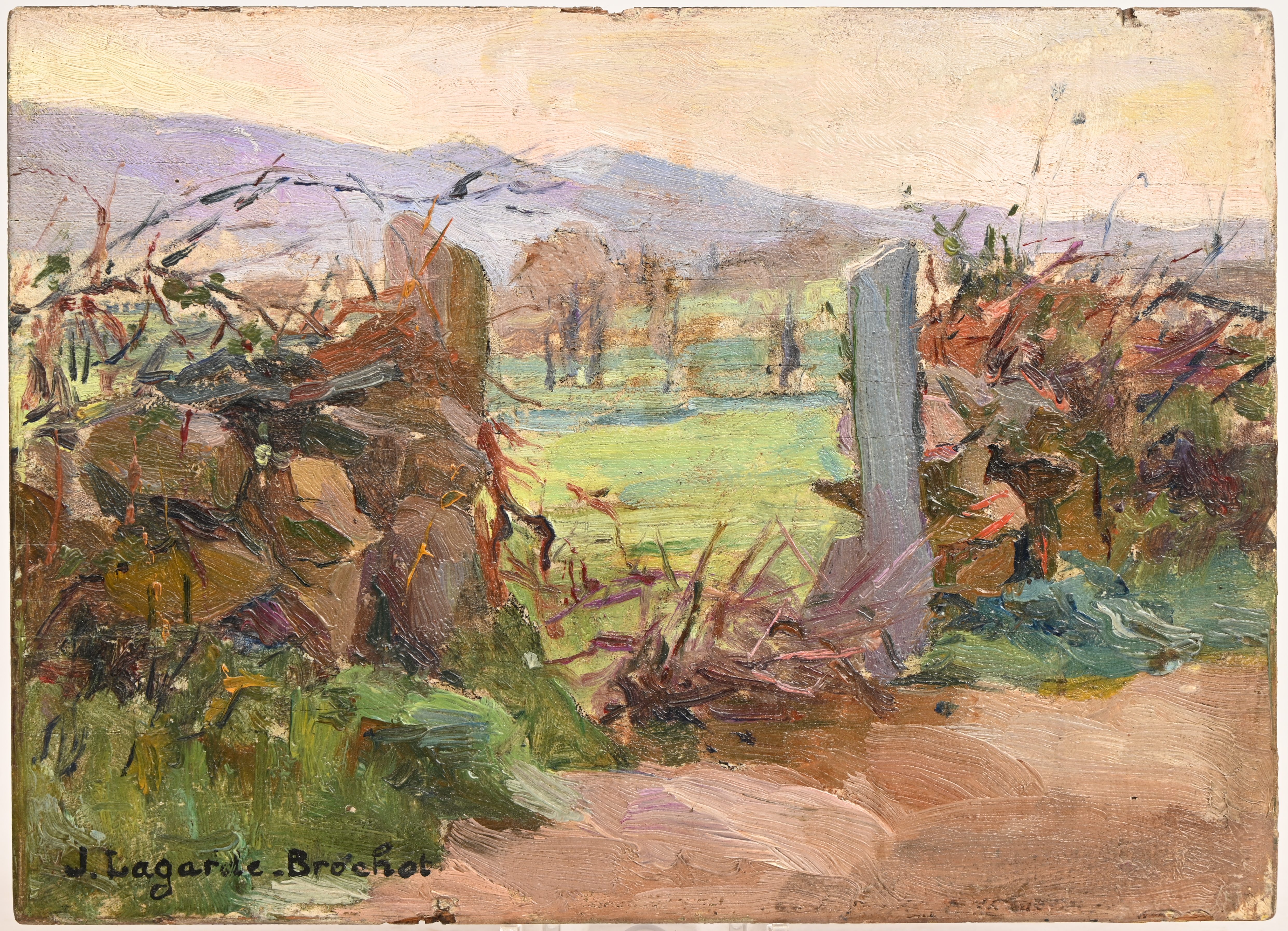 ‘Ruraal landschap’, een olieverfschilderij op paneel. Gesigneerd ‘Ruraal landschap’, een olieverfschilderij op paneel. Gesigneerd.