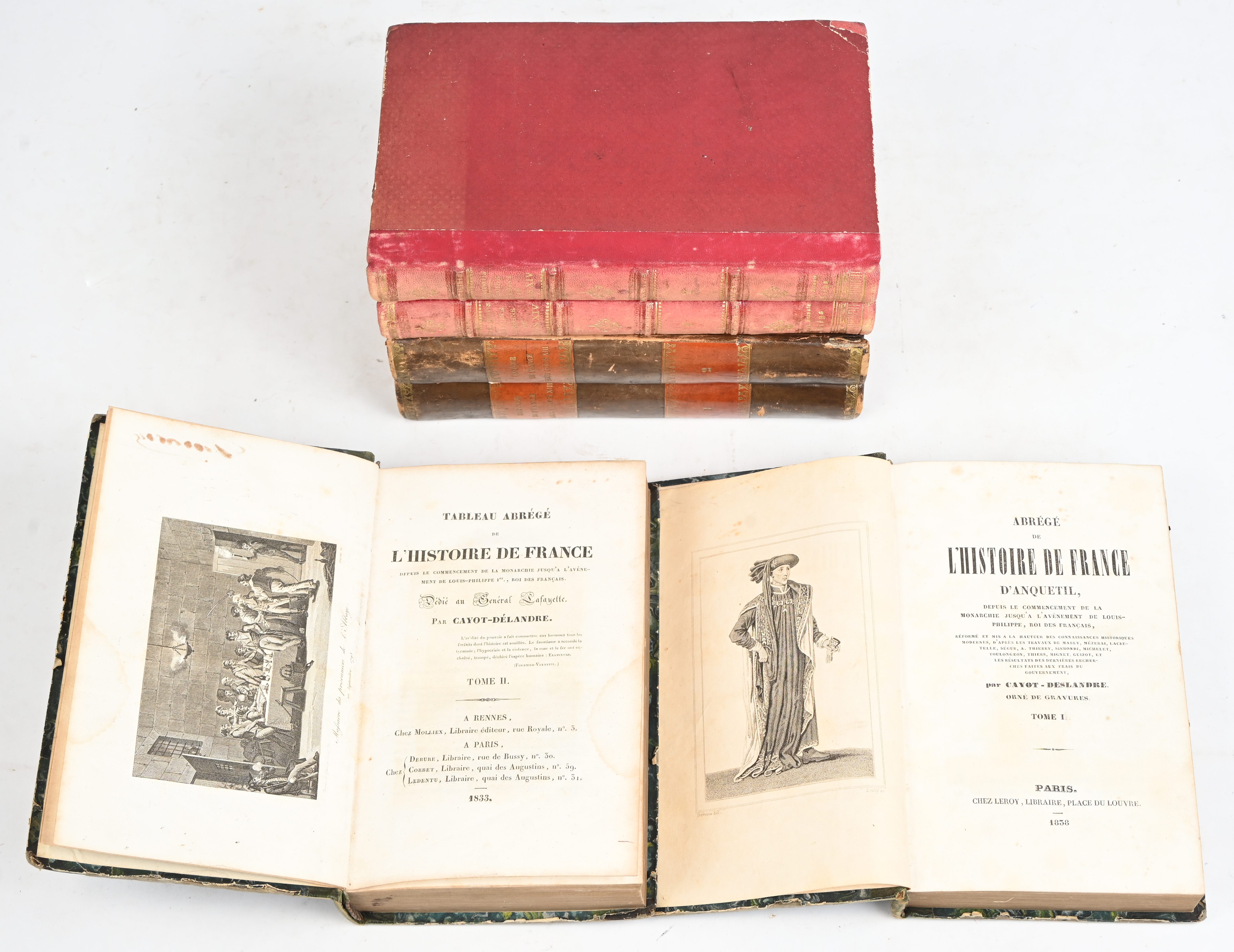 ‘Histoire de france sous Louis XIII’, twee delen. Door Bazin, 1842. ‘Histoire de règne de Louis XIV’, twee delen. Door Le Compte de Logmaria, 1853. En ‘L’Histoire de France’, twee delen. Door Cayot-Délandre, 1833 ‘Histoire de france sous Louis XIII’, twee delen. Door Bazin, 1842. ‘Histoire de règne de Louis XIV’, twee delen. Door Le Compte de Logmaria, 1853. En ‘L’Histoire de France’, twee delen. Door Cayot-Délandre, 1833.