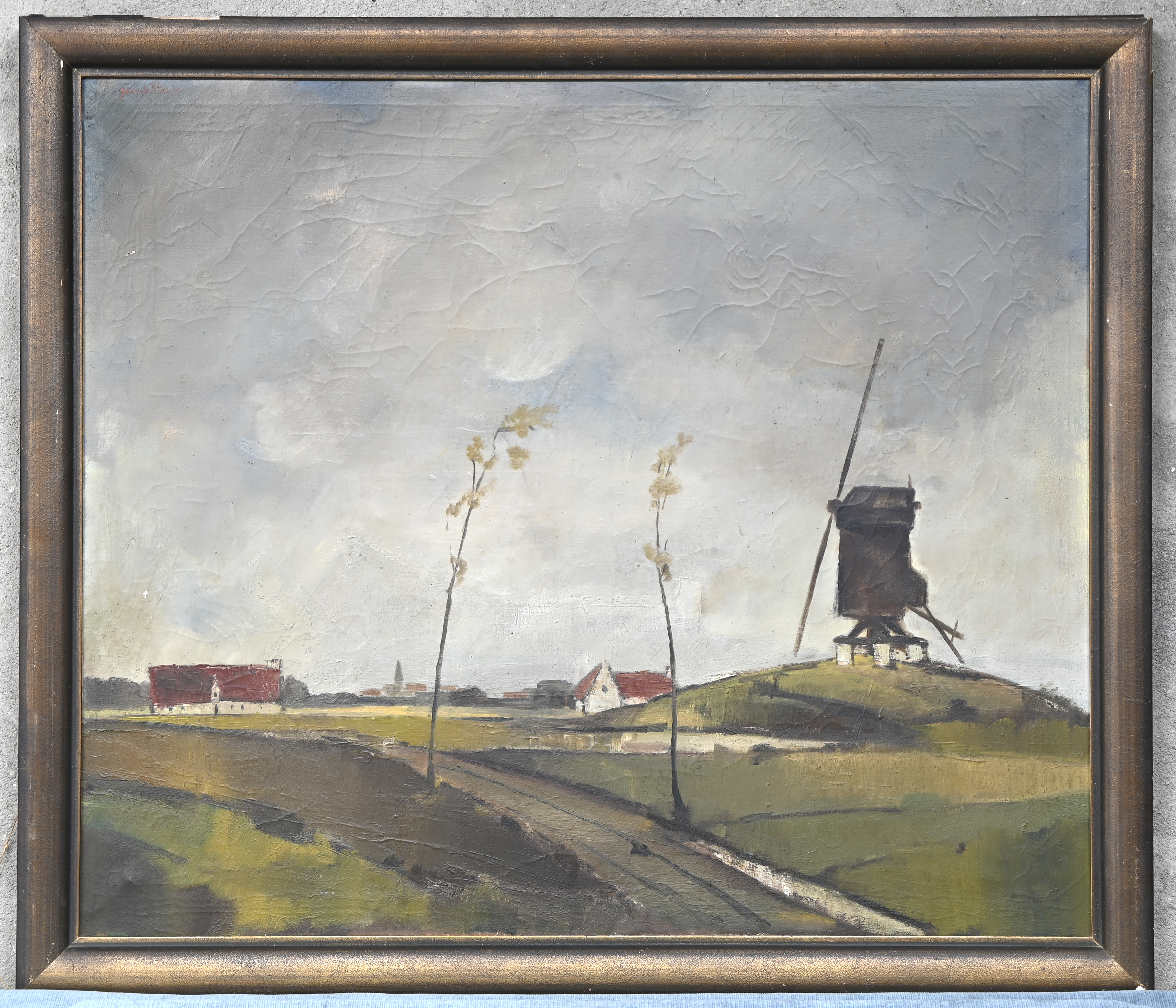 ‘Landschap met windmolen’. Olieverf op doek, getekend; Remy De Pillecyn ‘Landschap met windmolen’. Olieverf op doek, getekend; Remy De Pillecyn.