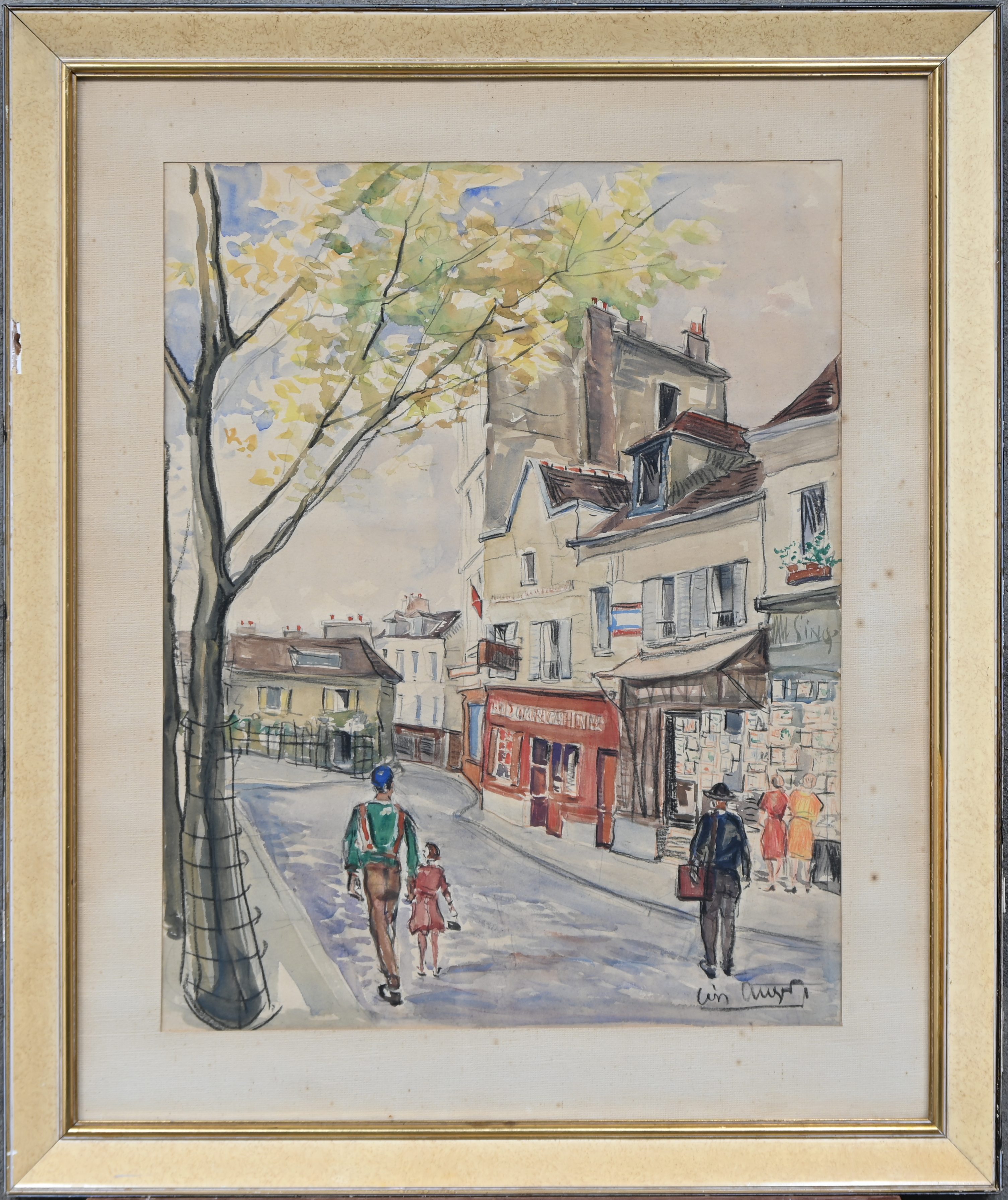 “Frans stadszicht”, waterverf op papier, gesigneerd “Frans stadszicht”, waterverf op papier, gesigneerd.