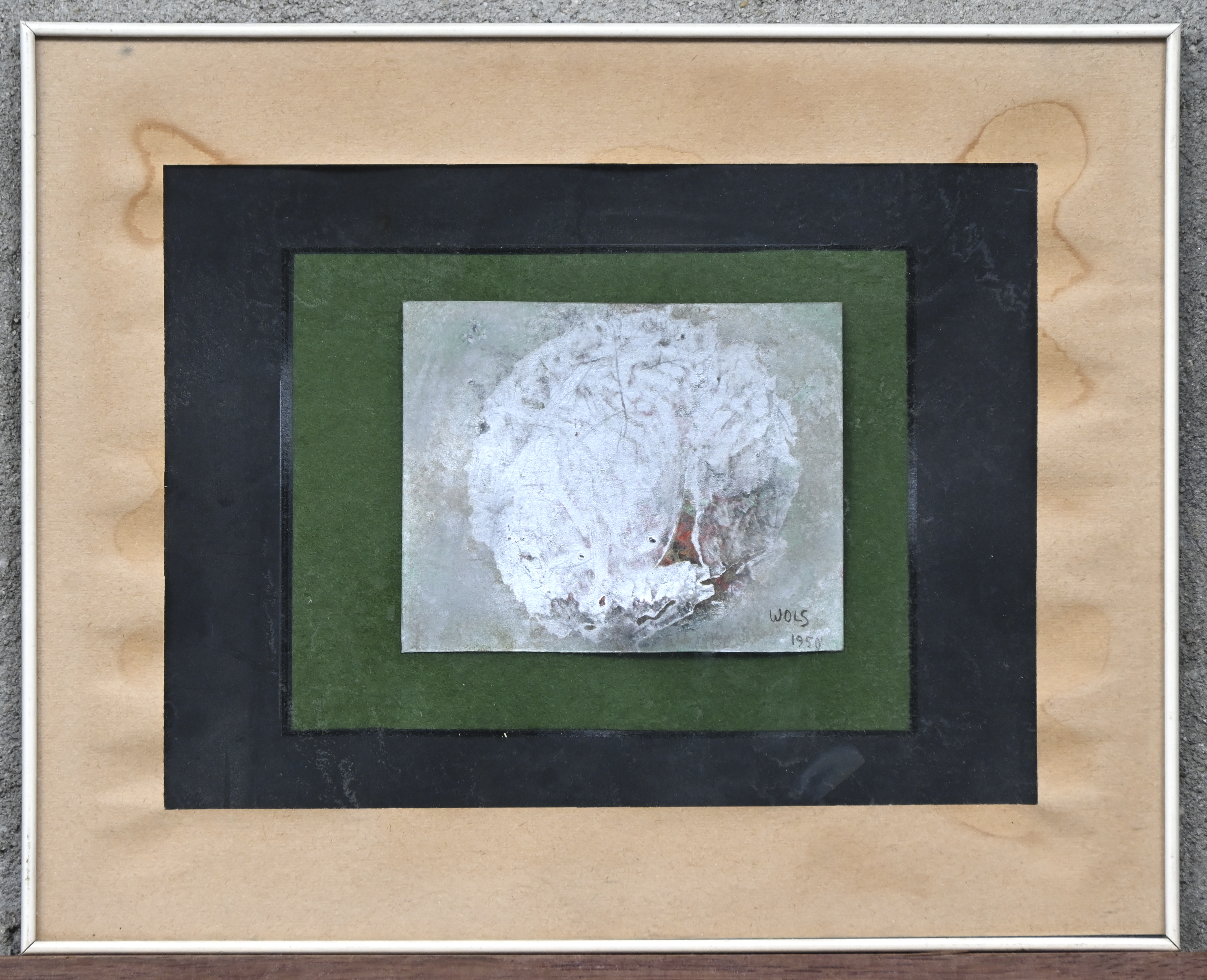 ‘Abstracte compositie’, gemengde techniek op papier. Draagt de niet geverifieerde signatuur van Otto Wols ‘Abstracte compositie’, gemengde techniek op papier. Draagt de niet geverifieerde signatuur van Otto Wols.