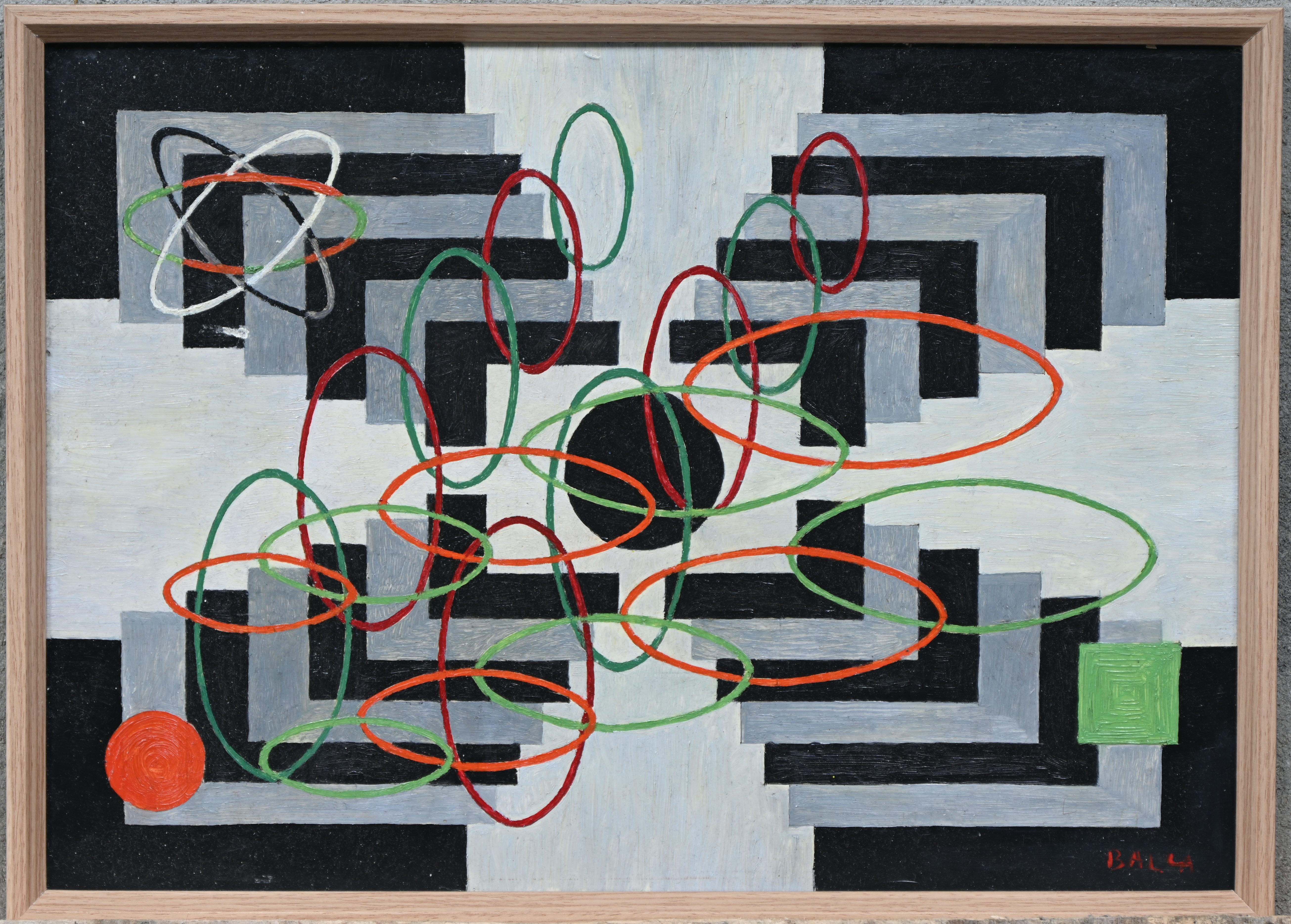 ‘Abstracte compositie’, een acrylschilderij op paneel. Gesigneerd ‘Balla’ ‘Abstracte compositie’, een acrylschilderij op paneel. Gesigneerd ‘Balla’.