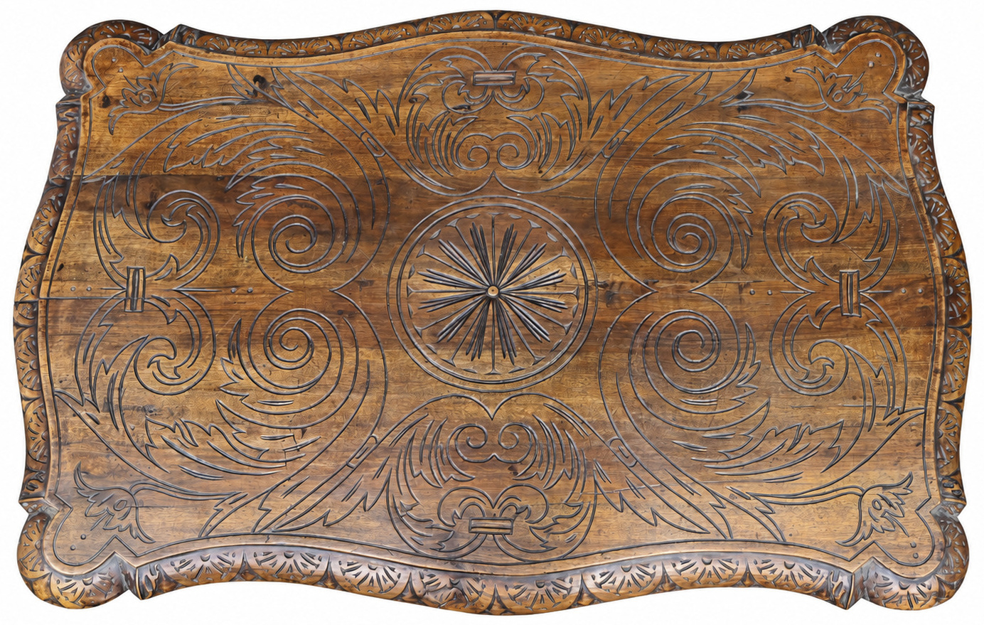 Een gesculpteerde massief eikenhouten neo-renaissance tafel Een gesculpteerde massief eikenhouten neo-renaissance tafel.